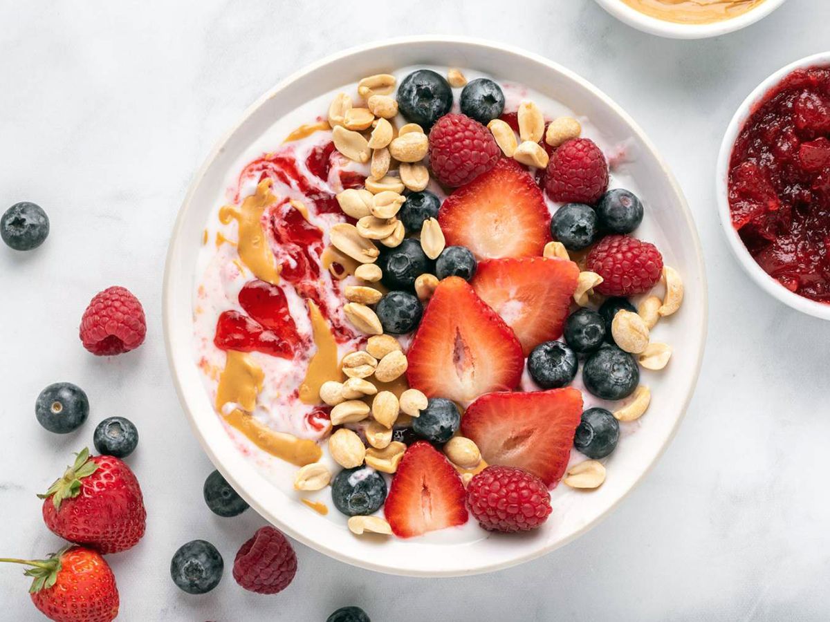 Delicious and Fruity Peanut Butter and Jelly Yogurt Bowl