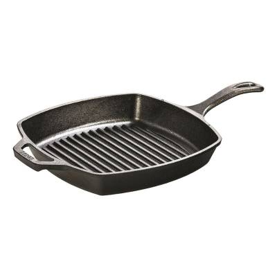 Lodge L8SGP3 Cast Iron Square Grill Pan, Pre-Seasoned, 10.5-inch