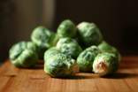 Brussels spouts on a wood table