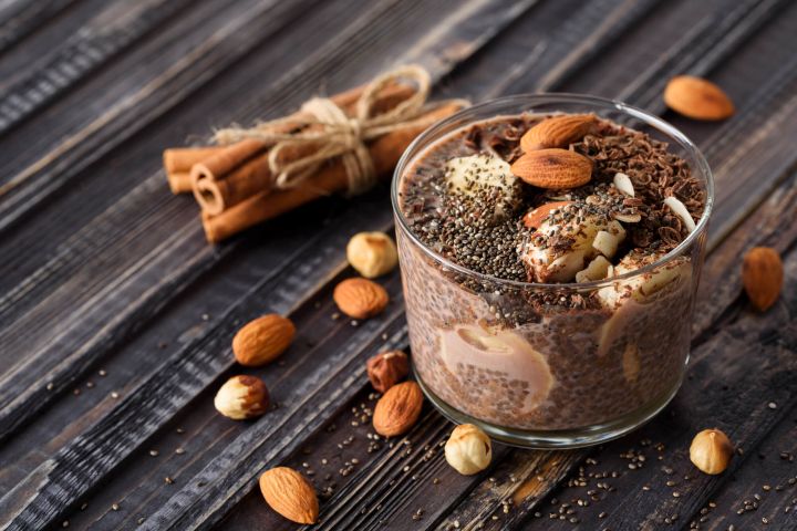 Low Carb Chocolate Almond Chia Seed Pudding