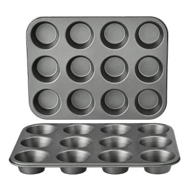 Amazon Basics Nonstick Round Muffin Baking Pan, 12 Cups, Set of 2, Gray, 13.9x10.55x1.22